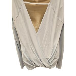 A&F back faux wrap top soft causal baby blue minimalist S viscose SOFT EUC